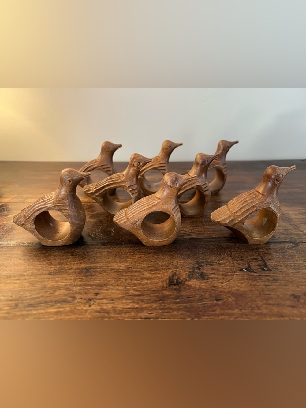 Set of 8 Rustic Bird Napkin Rings | Vintage Wood Look Table Decor‎ | Cottagecore
